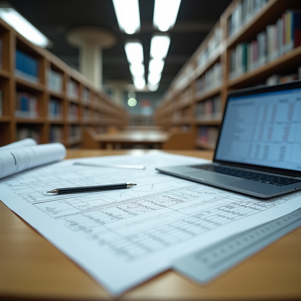 Real estate project analysis documents and financial charts on a desk